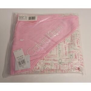 Calvin Klein Pink Baby Blanket Pink Print Corner Hood Hooded Layette NEW!